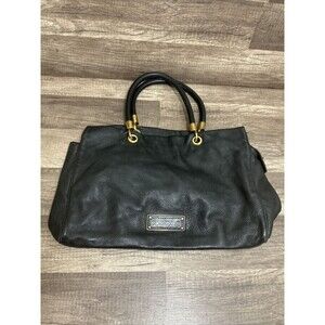 MARC BY MARC JACOBS COW LEATHER BLACK SATCHEL HANDBAG SHOULDER PURSE WOMENS